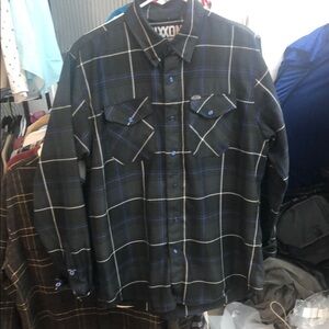 Dixxon “Cycle Gear” Black and Blue Plaid Flannel Shirt